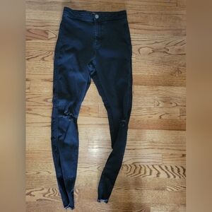 Womens ASOS denim jeans black 30 size 30/34 skinny leg distressed